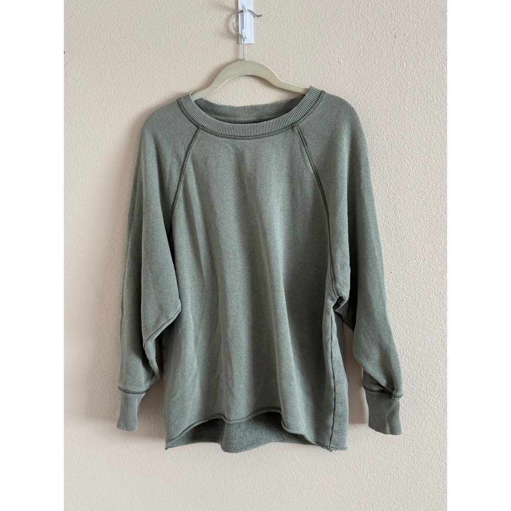 Aerie Women Sage Green Raglan Sleeve Oversized French Terry Sweatshirt Small